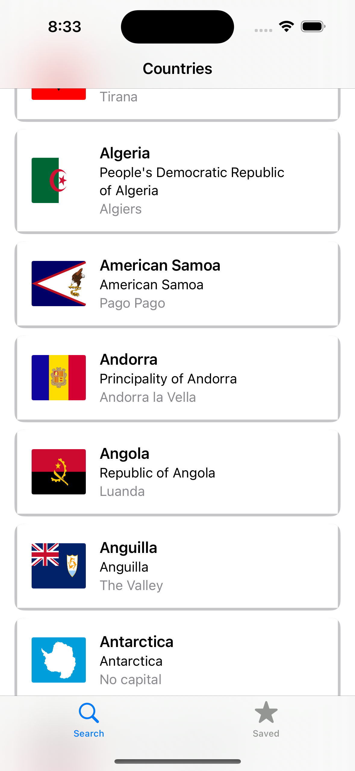 CountryDatabase App Screenshot