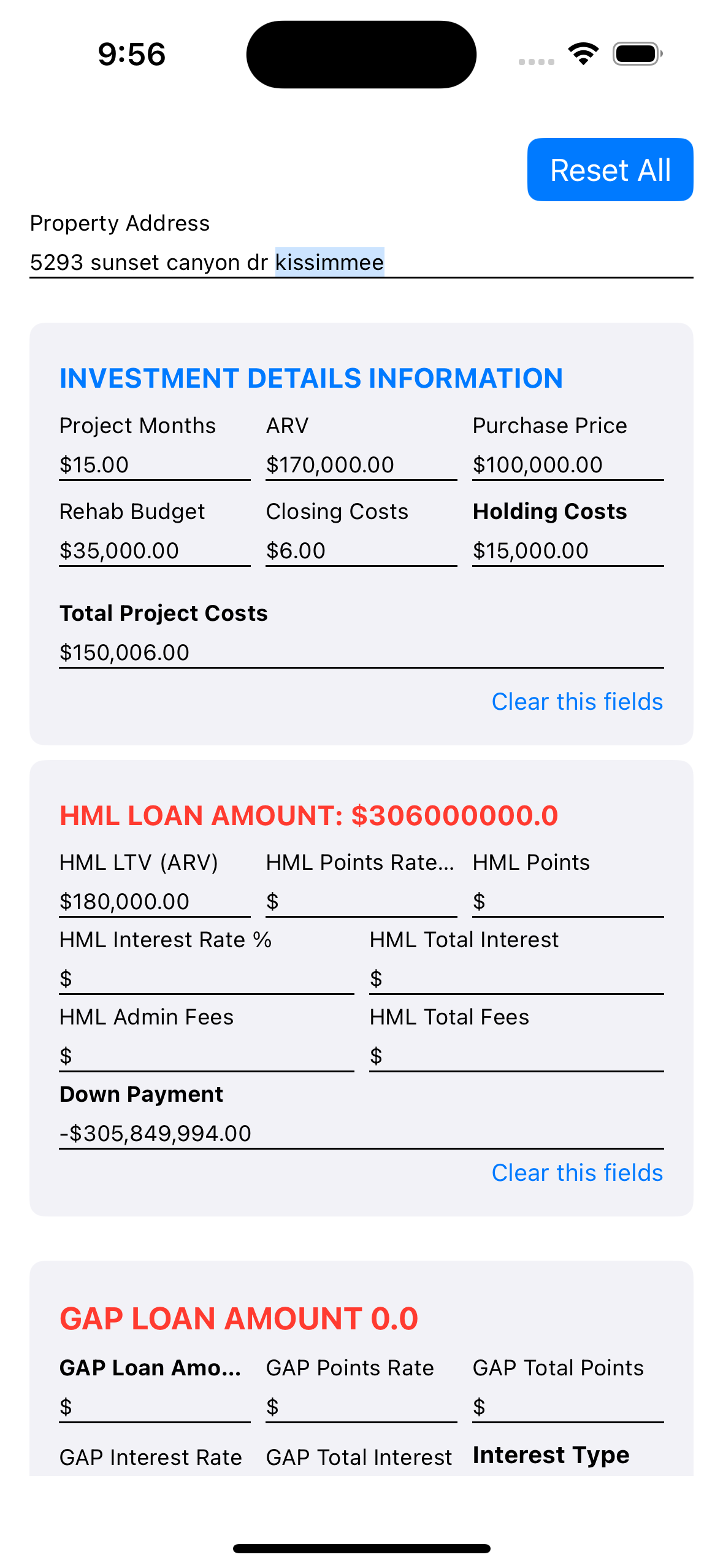 RehabCalculator App Screenshot